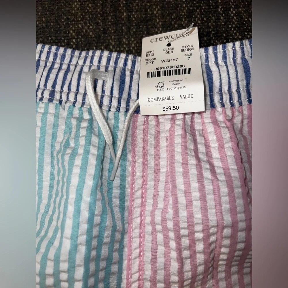 NWT Boys Seersucker Swim Trunks-Crewcuts